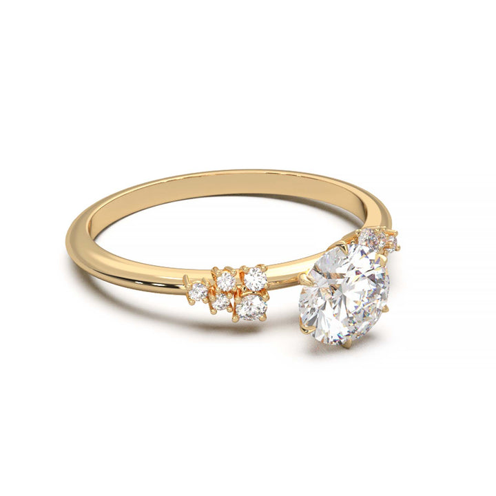 Dainty 0.7 Carat Round Lab Grown Diamond Cluster Engagement Ring