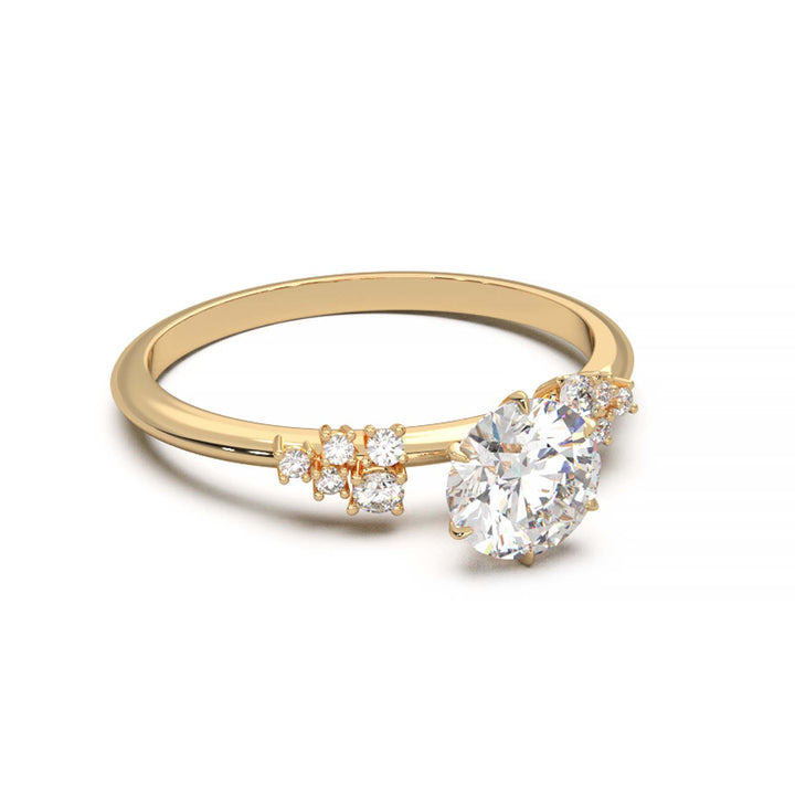 Dainty 0.7 Carat Round Lab Grown Diamond Cluster Engagement Ring
