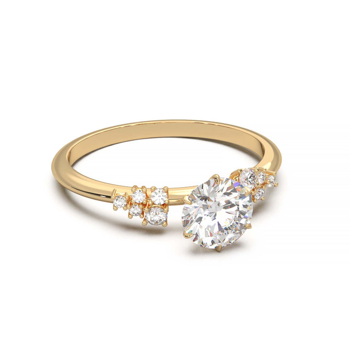 Dainty 0.7 Carat Round Lab Grown Diamond Cluster Engagement Ring