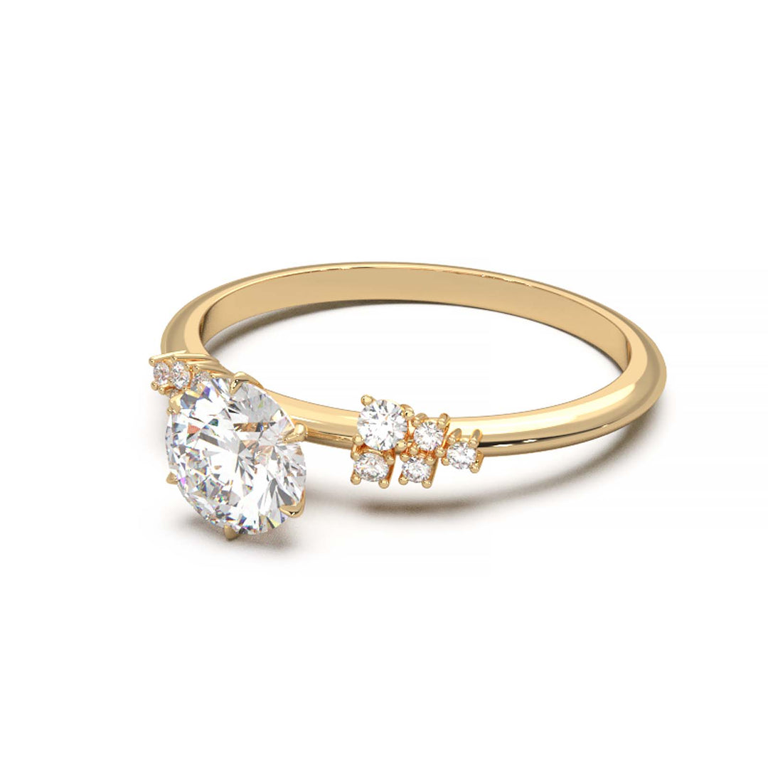 Dainty 0.7 Carat Round Lab Grown Diamond Cluster Engagement Ring
