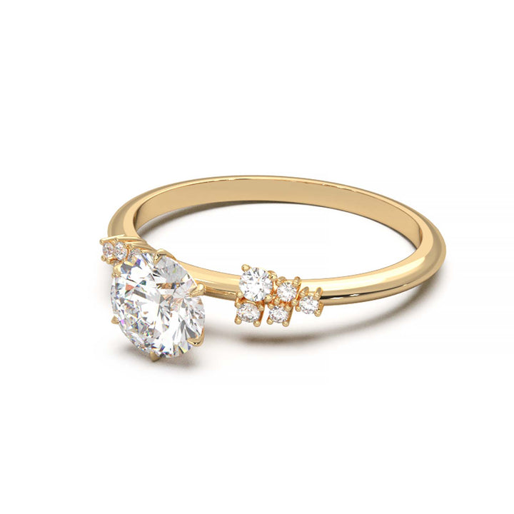 Dainty 0.7 Carat Round Lab Grown Diamond Cluster Engagement Ring