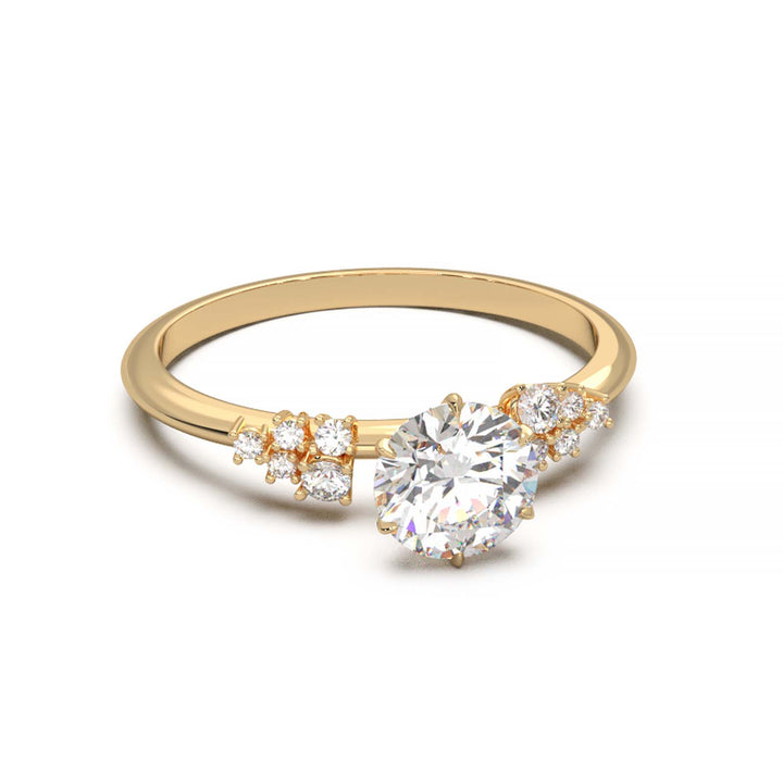 Dainty 0.7 Carat Round Lab Grown Diamond Cluster Engagement Ring