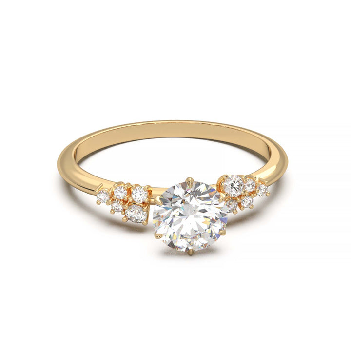 Dainty 0.7 Carat Round Lab Grown Diamond Cluster Engagement Ring