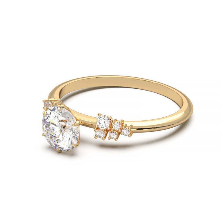 Dainty 0.7 Carat Round Lab Grown Diamond Cluster Engagement Ring