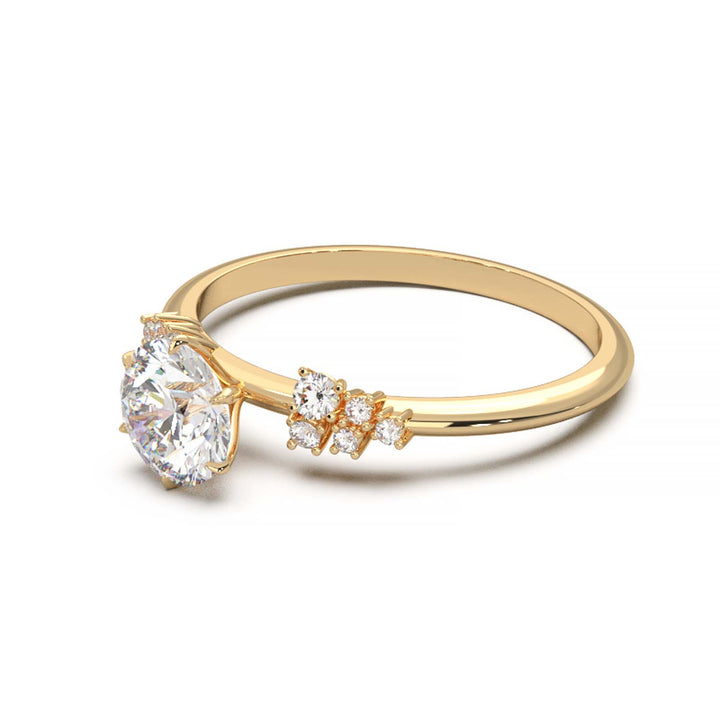 Dainty 0.7 Carat Round Lab Grown Diamond Cluster Engagement Ring