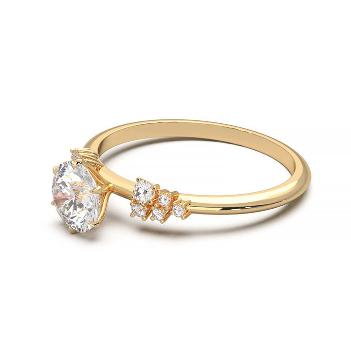 Dainty 0.7 Carat Round Lab Grown Diamond Cluster Engagement Ring
