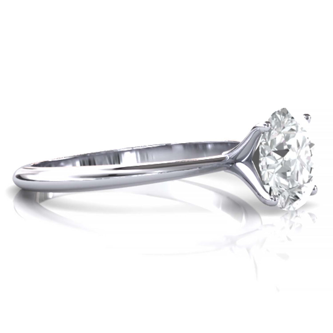 Timeless 7mm Moissanite Solitaire Ring with Tapered Band in Custom Metal