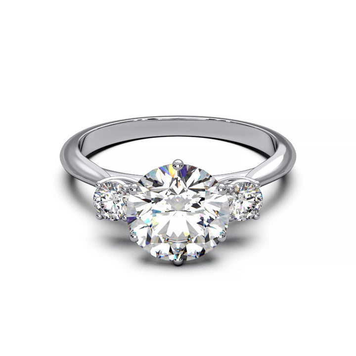 Elegant Three-Stone Engagement Ring with 1.5 Carat Center Stone