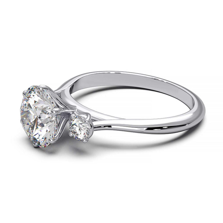 Elegant Three-Stone Engagement Ring with 1.5 Carat Center Stone