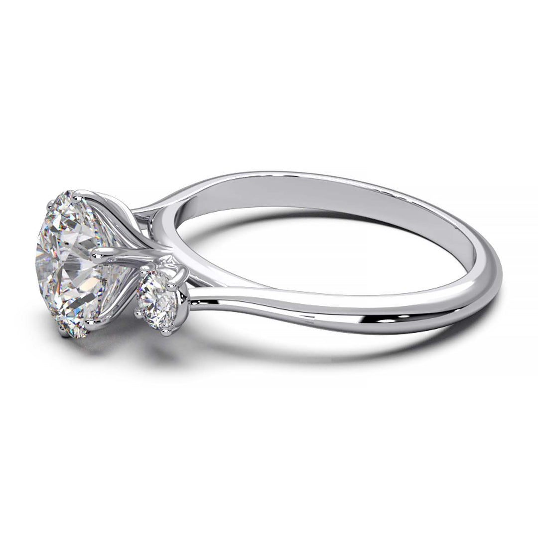Elegant Three-Stone Engagement Ring with 1.5 Carat Center Stone