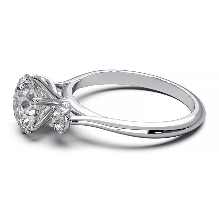 Elegant Three-Stone Engagement Ring with 1.5 Carat Center Stone