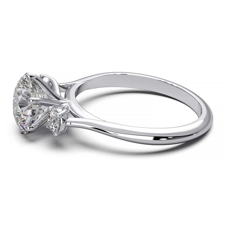 Elegant Three-Stone Engagement Ring with 1.5 Carat Center Stone