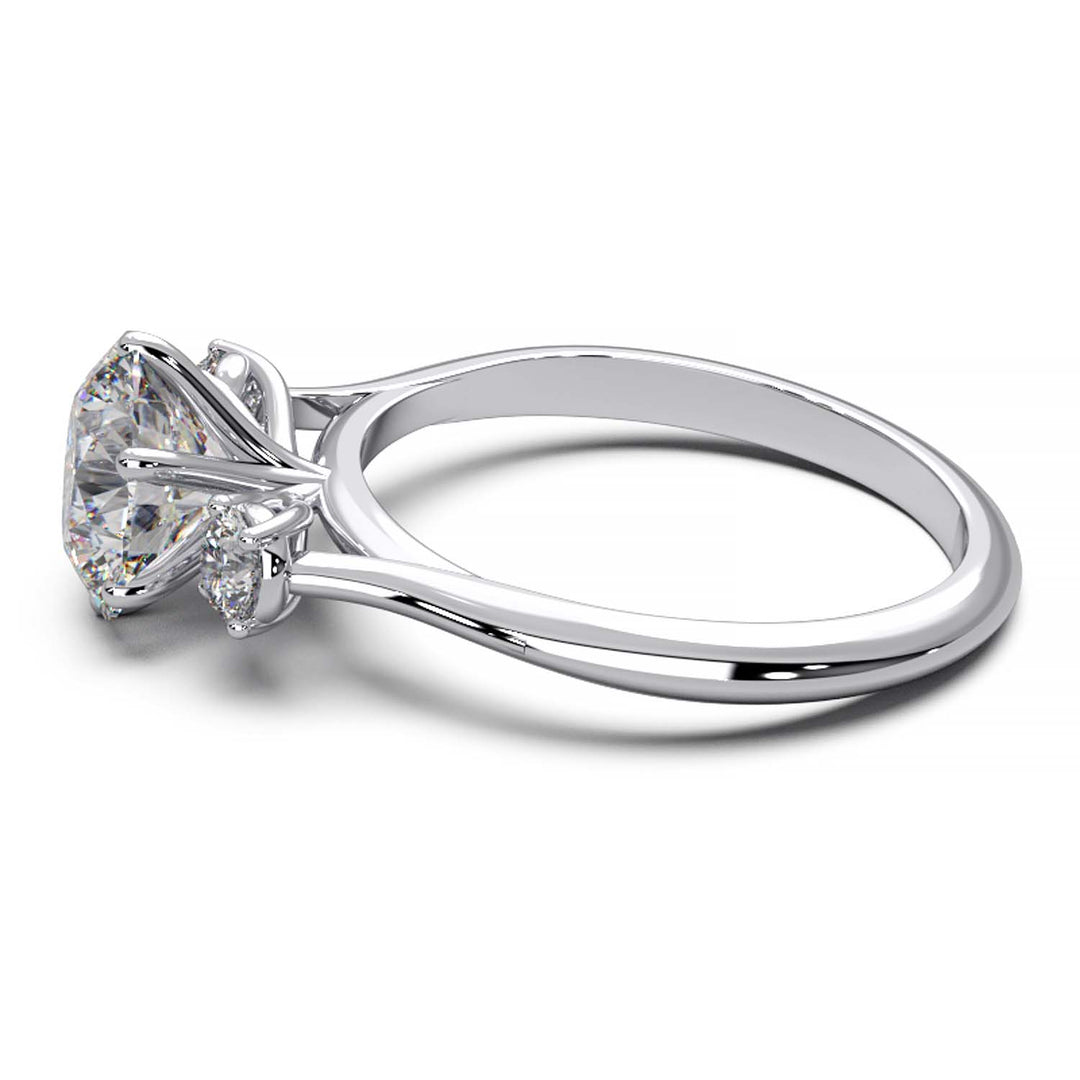 Elegant Three-Stone Engagement Ring with 1.5 Carat Center Stone