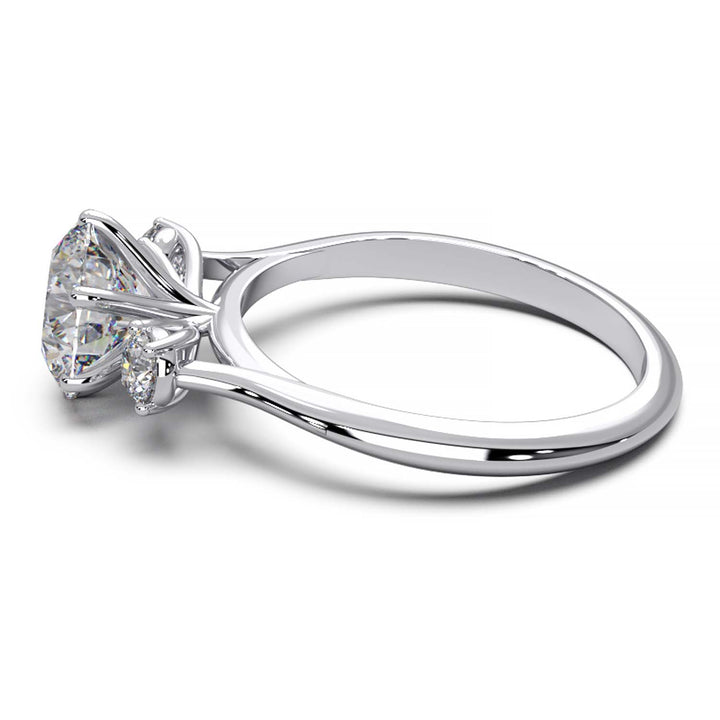 Elegant Three-Stone Engagement Ring with 1.5 Carat Center Stone