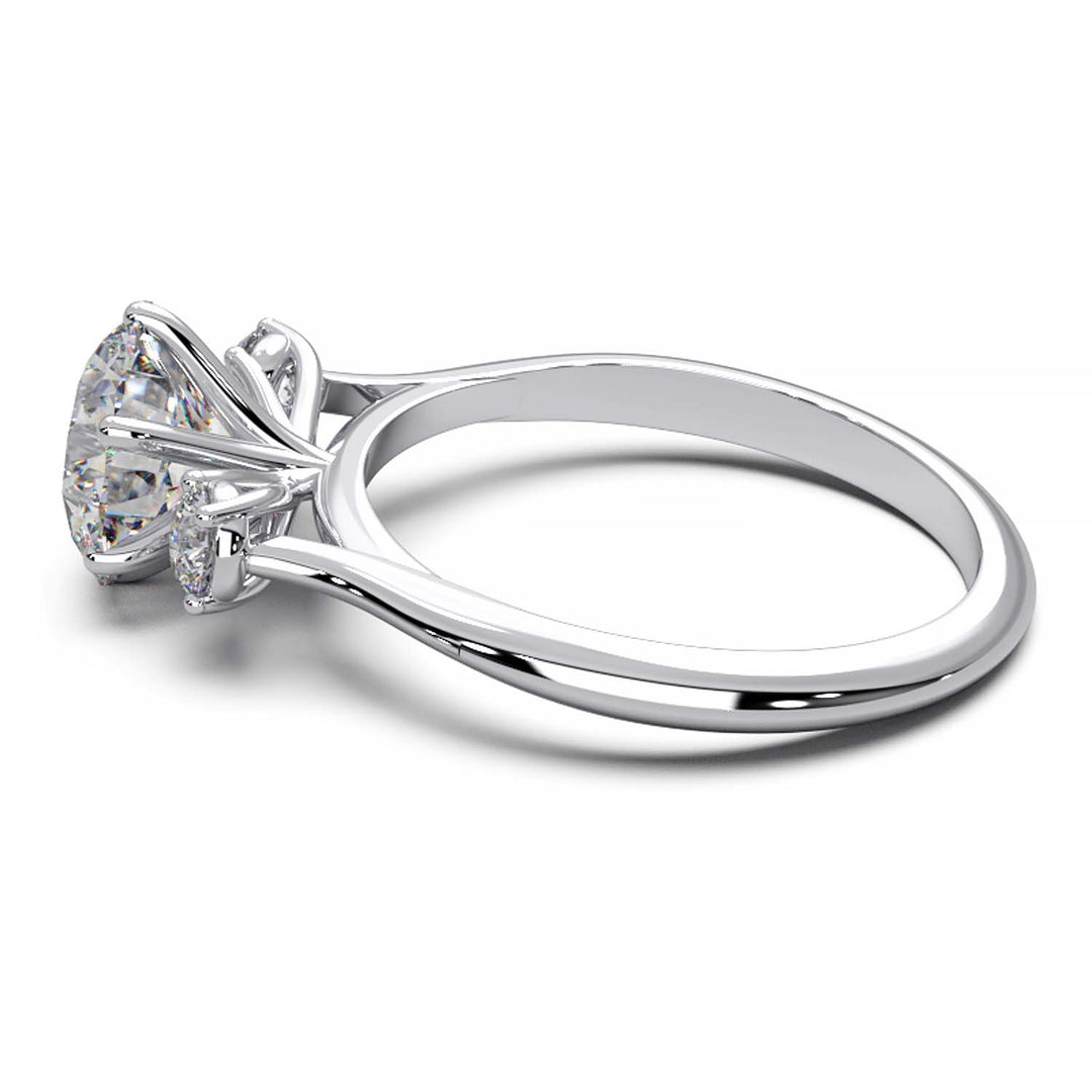 Elegant Three-Stone Engagement Ring with 1.5 Carat Center Stone