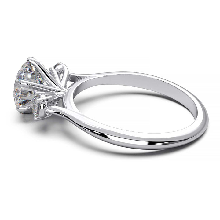 Elegant Three-Stone Engagement Ring with 1.5 Carat Center Stone