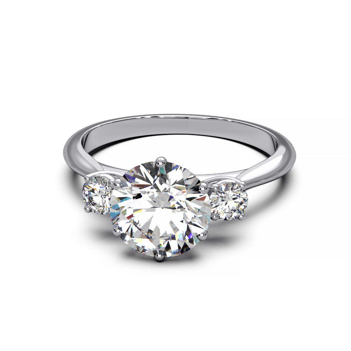 Elegant Three-Stone Engagement Ring with 1.5 Carat Center Stone