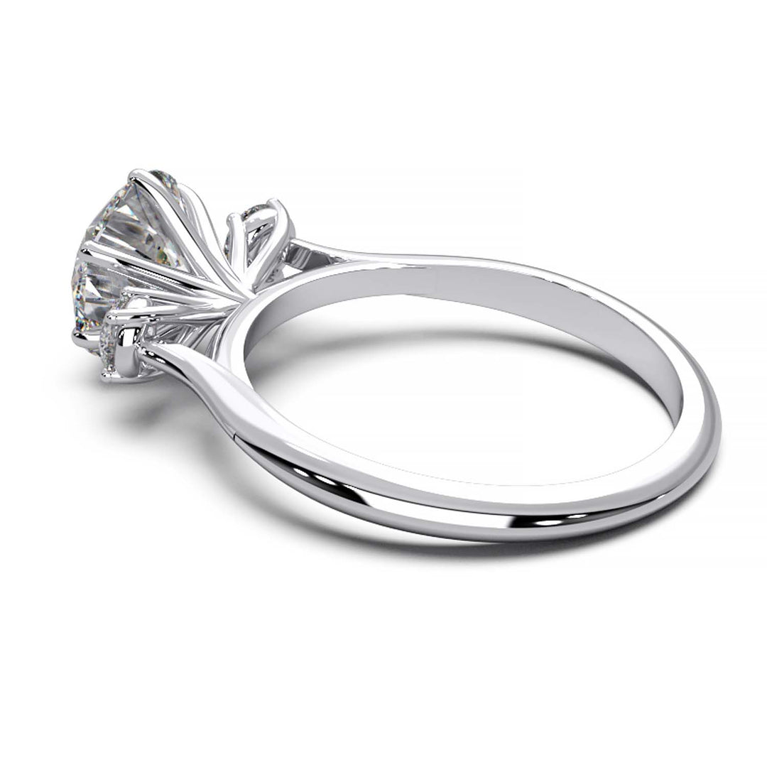 Elegant Three-Stone Engagement Ring with 1.5 Carat Center Stone