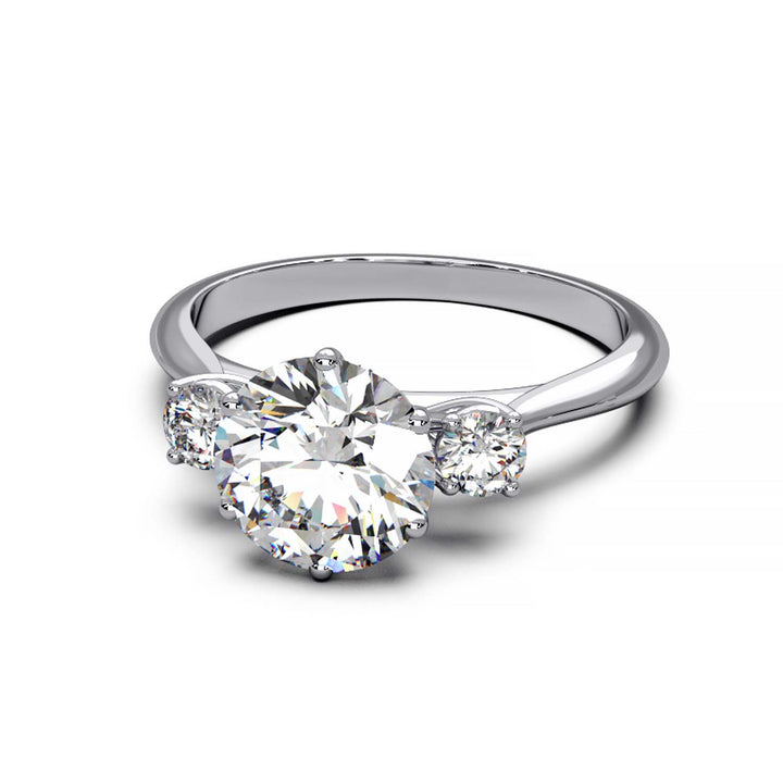 Elegant Three-Stone Engagement Ring with 1.5 Carat Center Stone