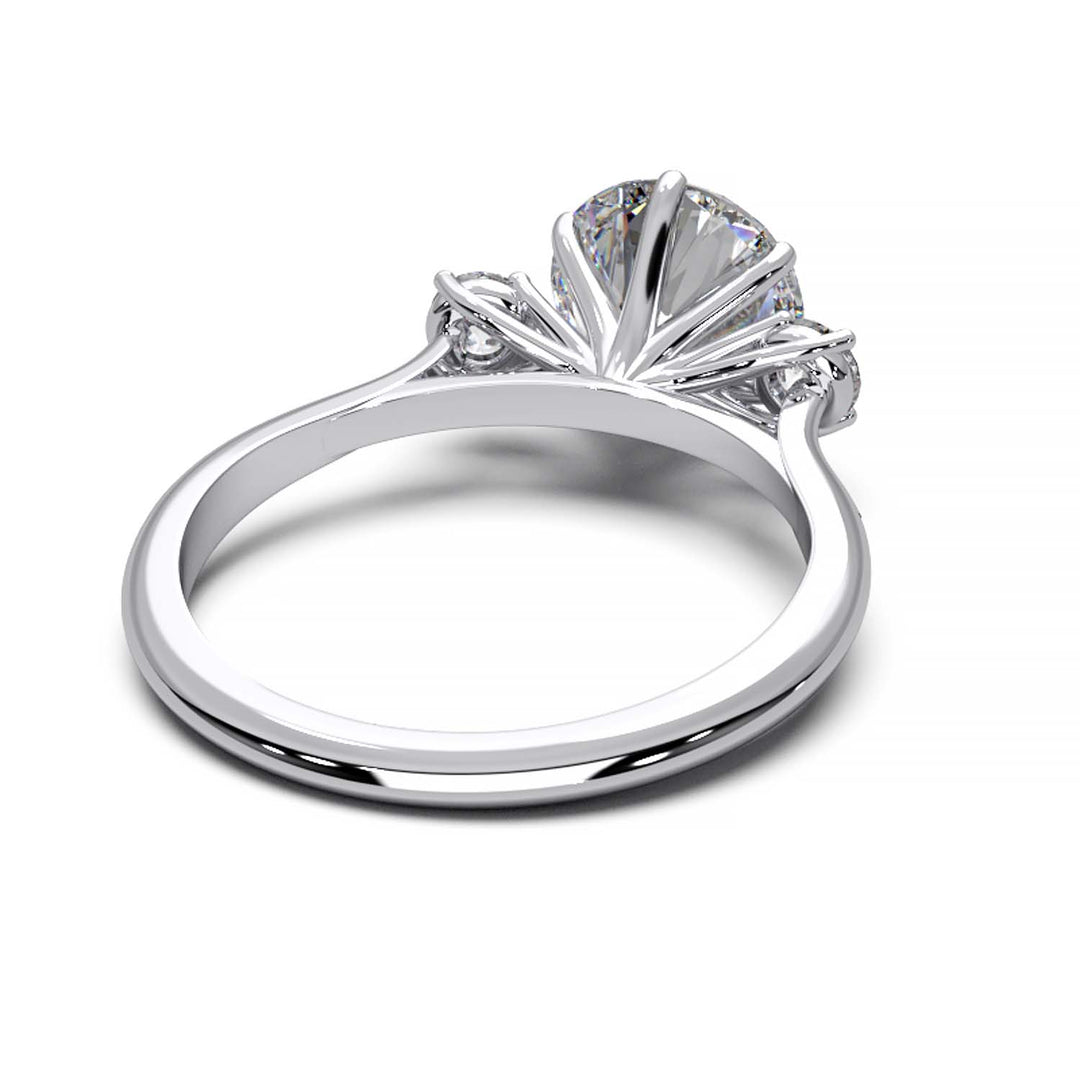 Elegant Three-Stone Engagement Ring with 1.5 Carat Center Stone