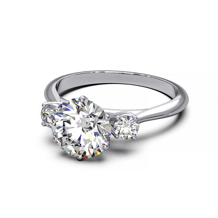 Elegant Three-Stone Engagement Ring with 1.5 Carat Center Stone