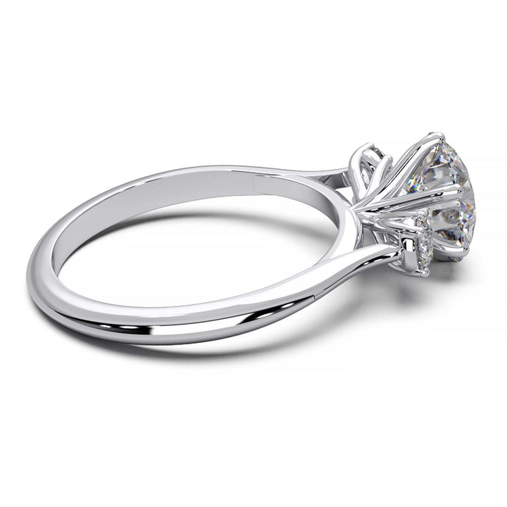 Elegant Three-Stone Engagement Ring with 1.5 Carat Center Stone