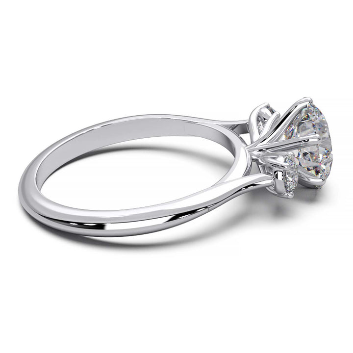 Elegant Three-Stone Engagement Ring with 1.5 Carat Center Stone