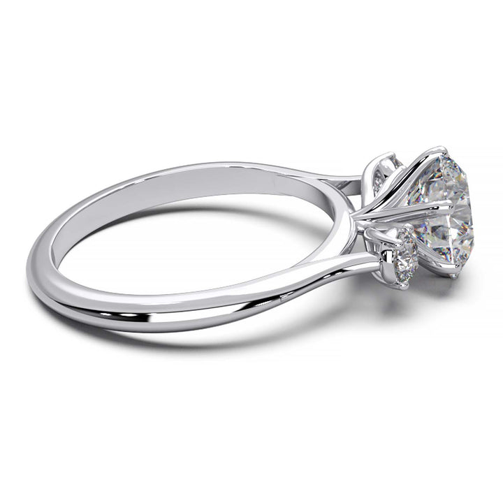 Elegant Three-Stone Engagement Ring with 1.5 Carat Center Stone