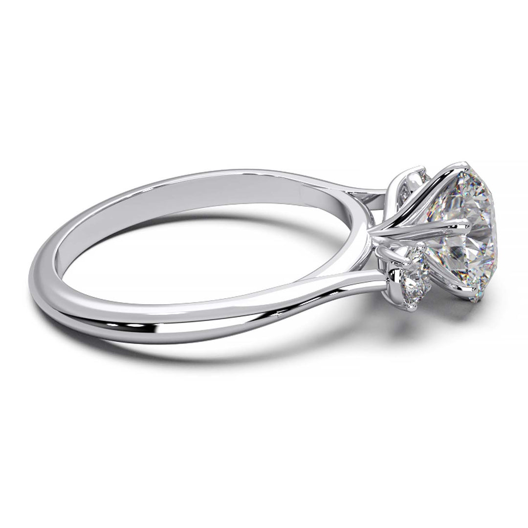 Elegant Three-Stone Engagement Ring with 1.5 Carat Center Stone