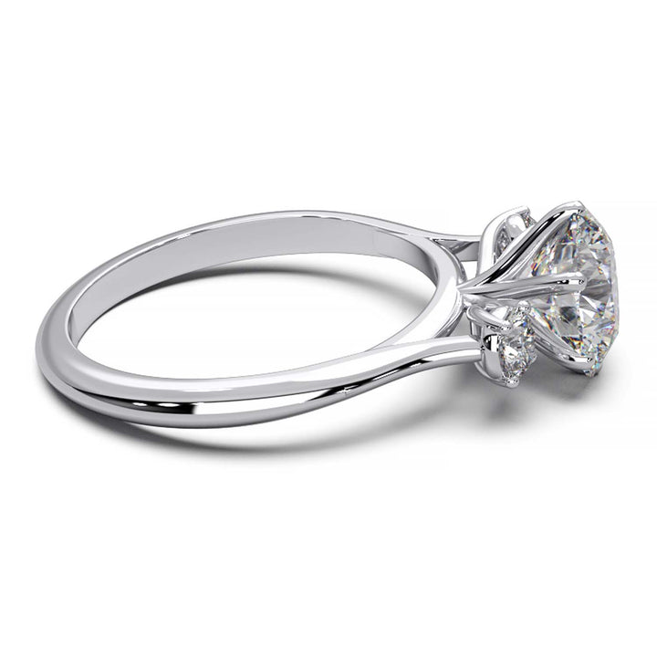 Elegant Three-Stone Engagement Ring with 1.5 Carat Center Stone