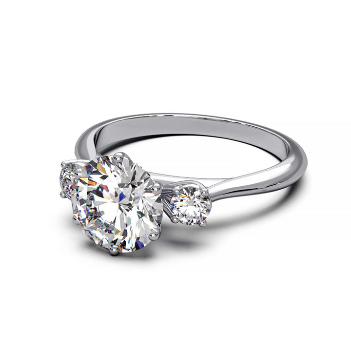 Elegant Three-Stone Engagement Ring with 1.5 Carat Center Stone