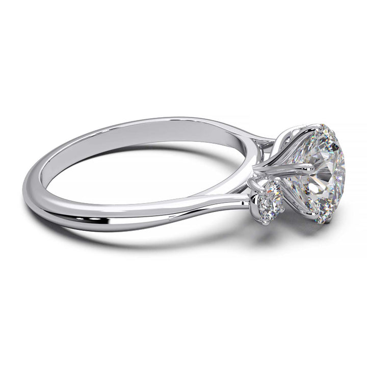 Elegant Three-Stone Engagement Ring with 1.5 Carat Center Stone