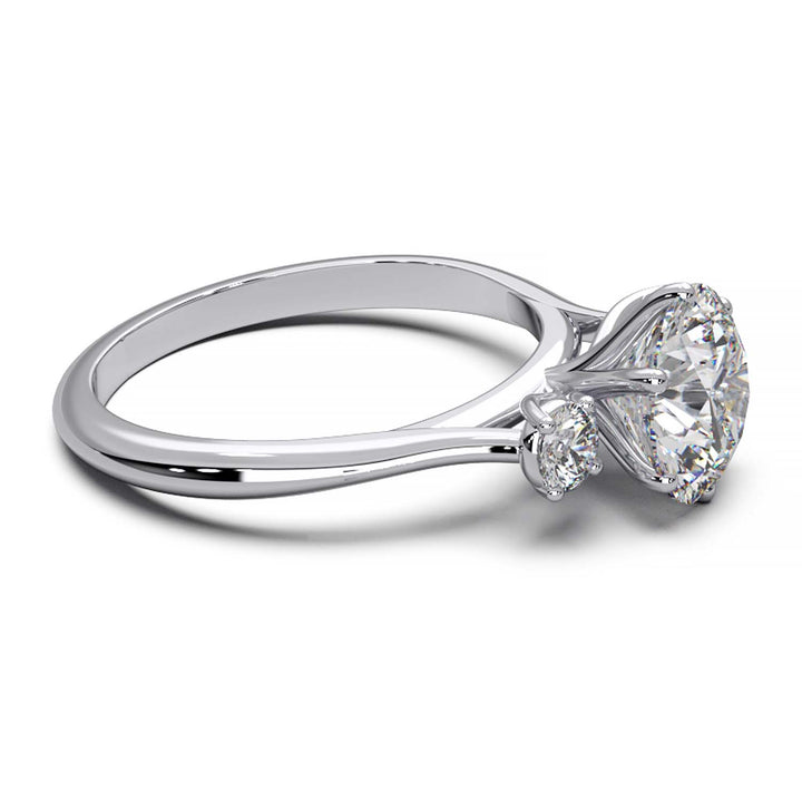 Elegant Three-Stone Engagement Ring with 1.5 Carat Center Stone