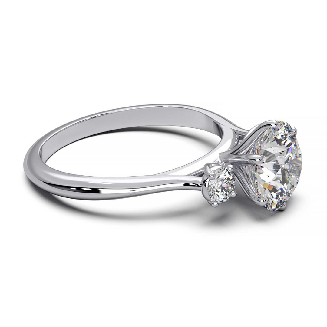 Elegant Three-Stone Engagement Ring with 1.5 Carat Center Stone