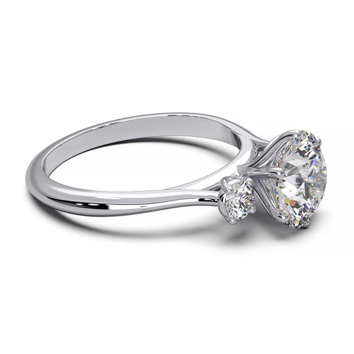 Elegant Three-Stone Engagement Ring with 1.5 Carat Center Stone