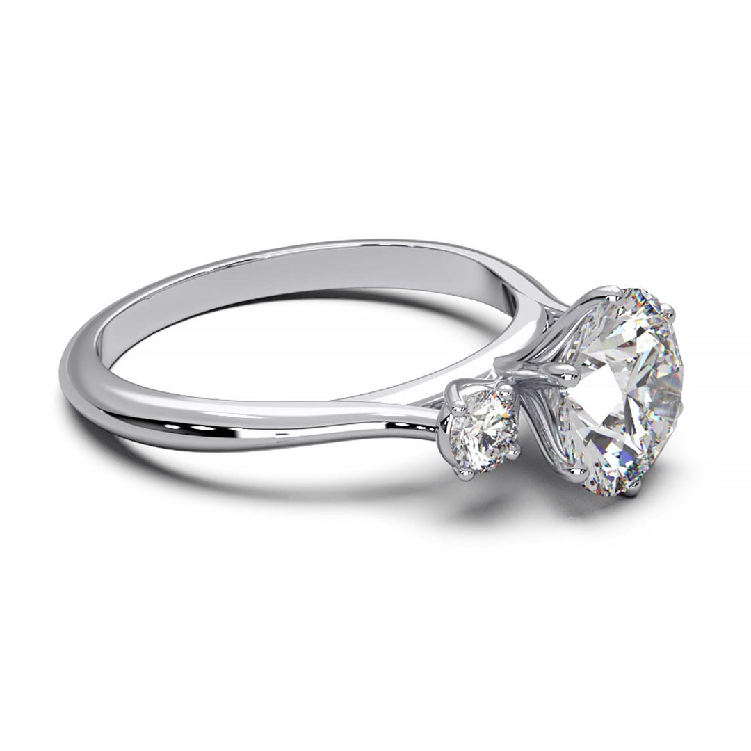 Elegant Three-Stone Engagement Ring with 1.5 Carat Center Stone