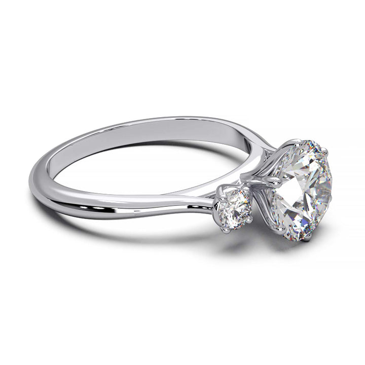 Elegant Three-Stone Engagement Ring with 1.5 Carat Center Stone