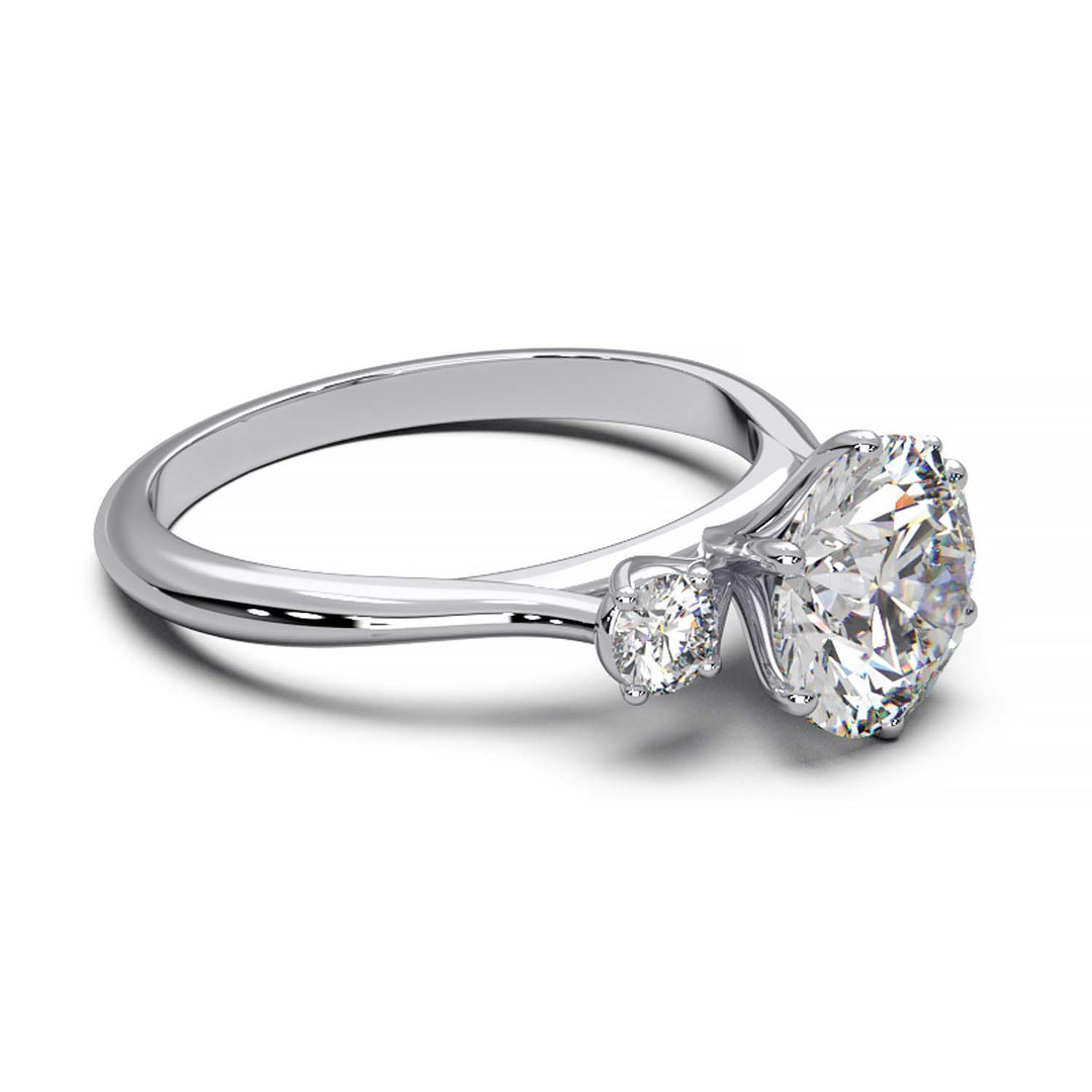 Elegant Three-Stone Engagement Ring with 1.5 Carat Center Stone