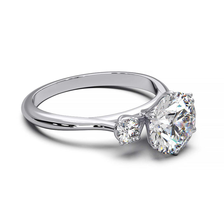 Elegant Three-Stone Engagement Ring with 1.5 Carat Center Stone