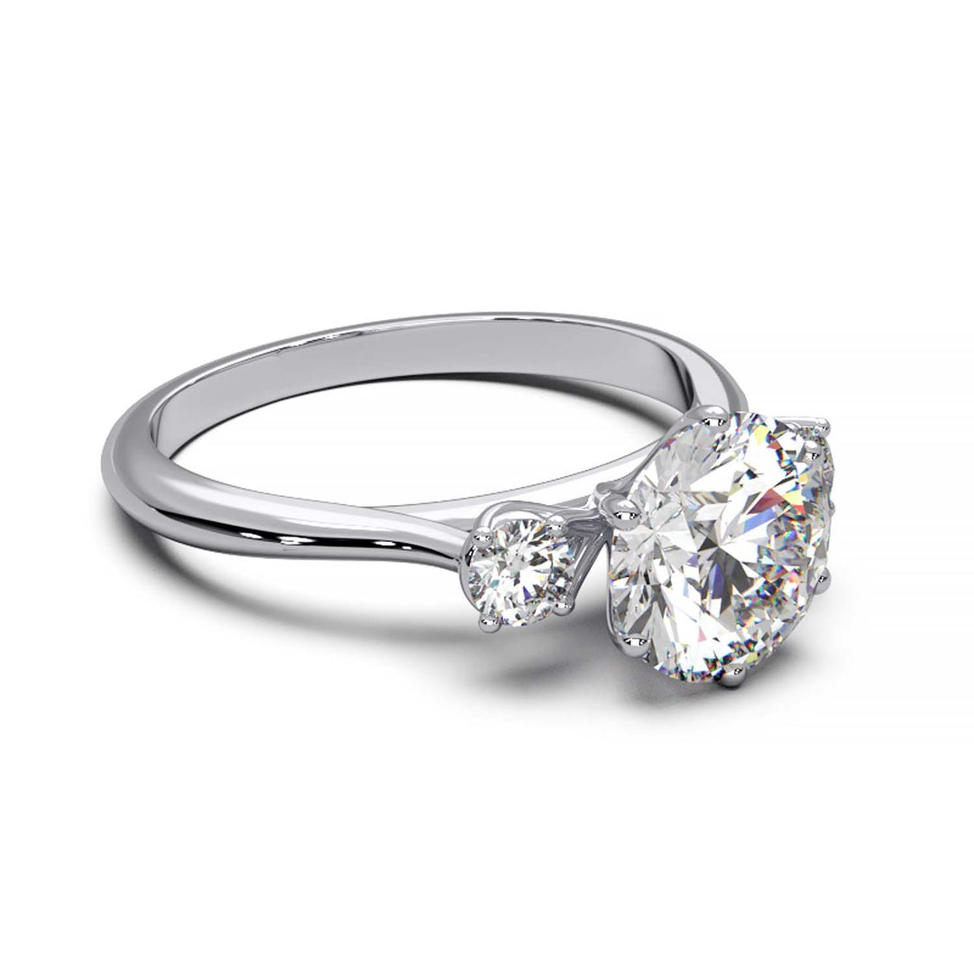 Elegant Three-Stone Engagement Ring with 1.5 Carat Center Stone