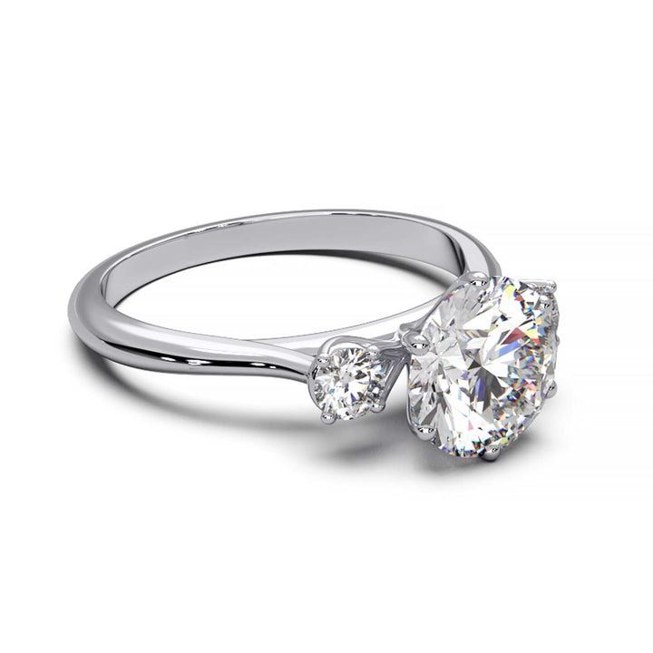 Elegant Three-Stone Engagement Ring with 1.5 Carat Center Stone