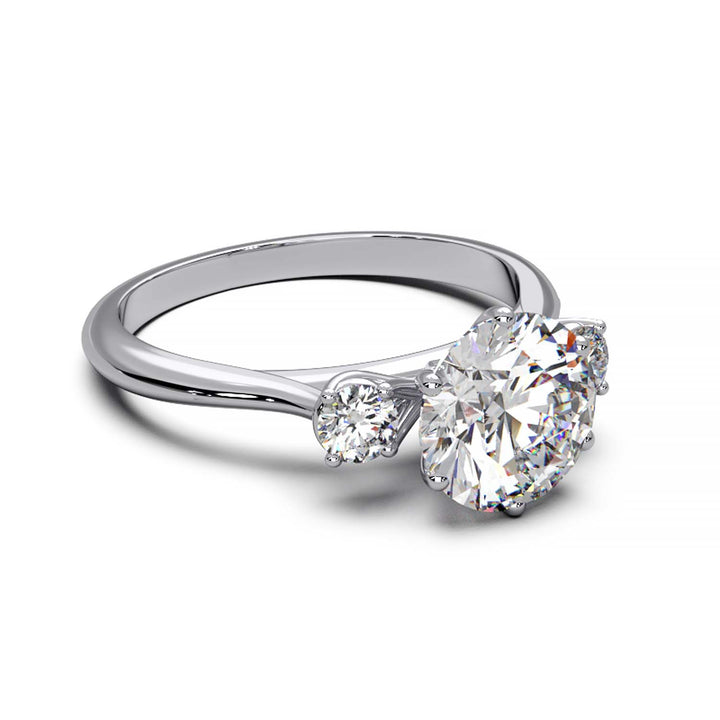 Elegant Three-Stone Engagement Ring with 1.5 Carat Center Stone