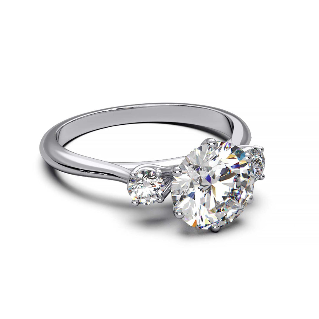 Elegant Three-Stone Engagement Ring with 1.5 Carat Center Stone