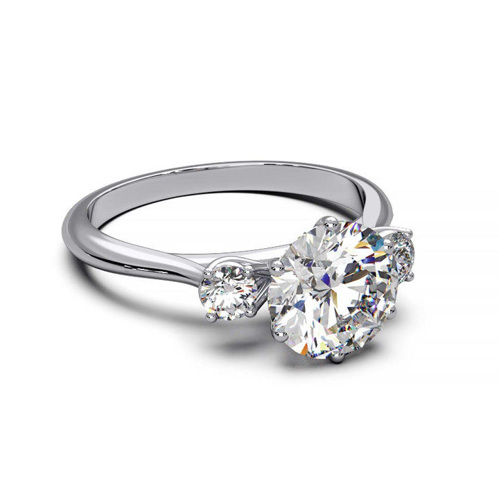 Elegant Three-Stone Engagement Ring with 1.5 Carat Center Stone