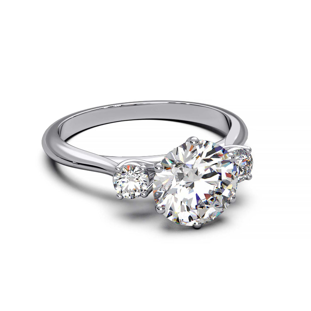 Elegant Three-Stone Engagement Ring with 1.5 Carat Center Stone