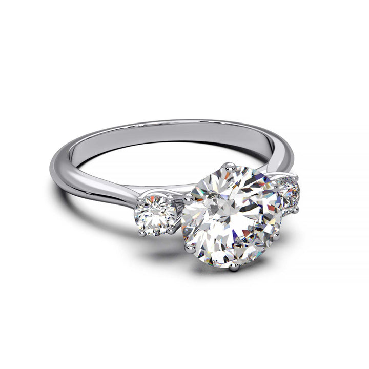 Elegant Three-Stone Engagement Ring with 1.5 Carat Center Stone