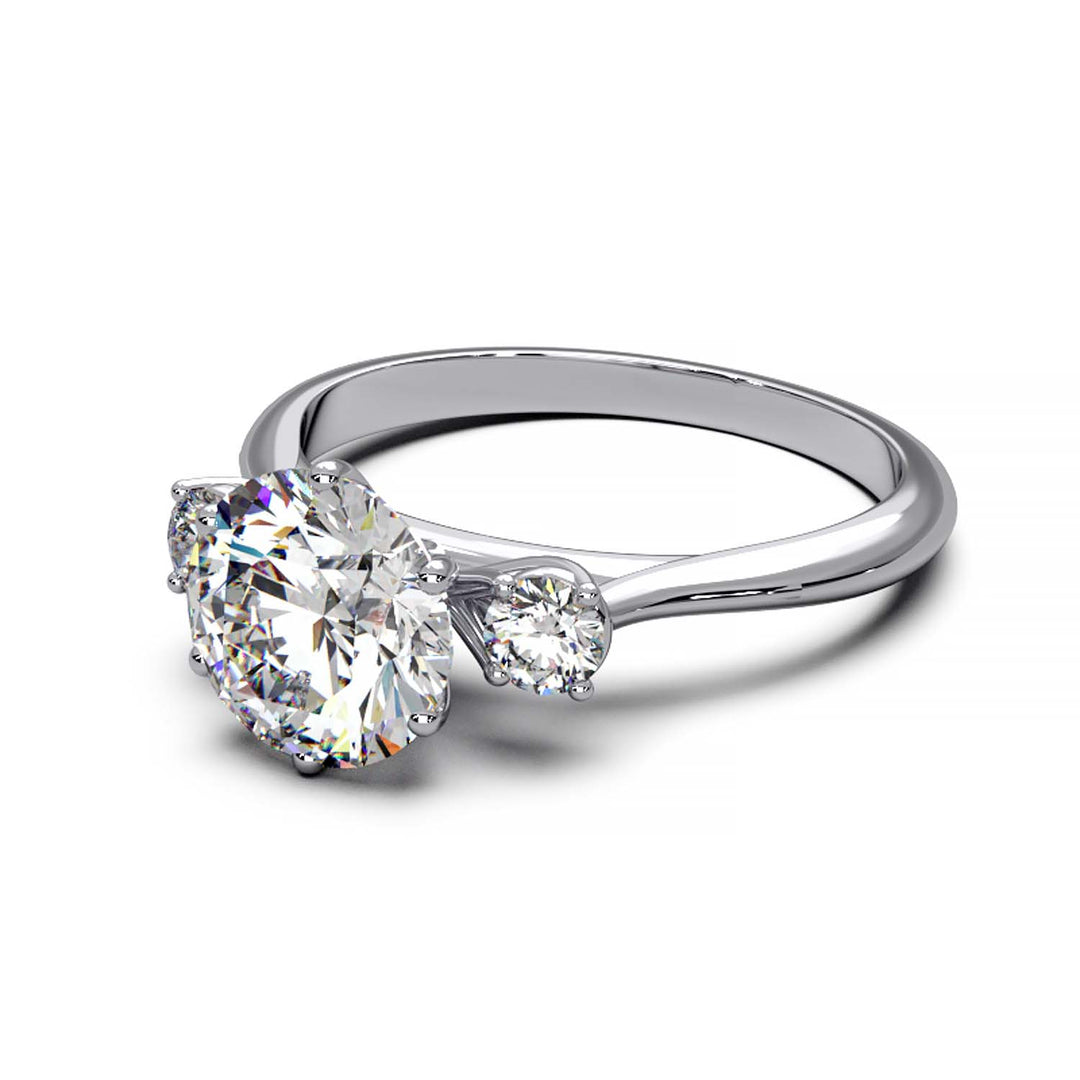 Elegant Three-Stone Engagement Ring with 1.5 Carat Center Stone