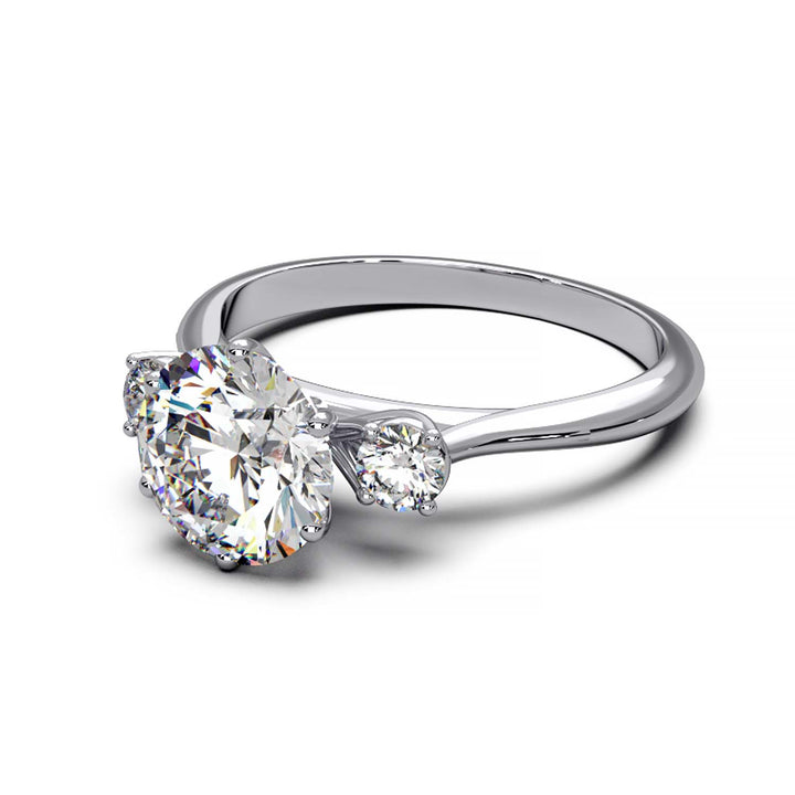 Elegant Three-Stone Engagement Ring with 1.5 Carat Center Stone