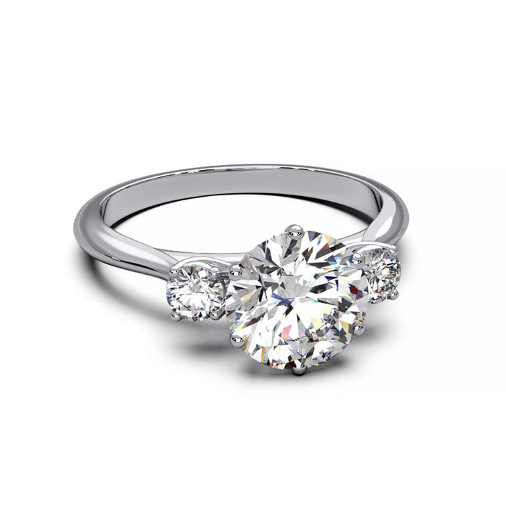Elegant Three-Stone Engagement Ring with 1.5 Carat Center Stone