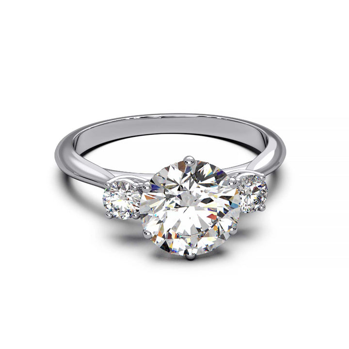 Elegant Three-Stone Engagement Ring with 1.5 Carat Center Stone